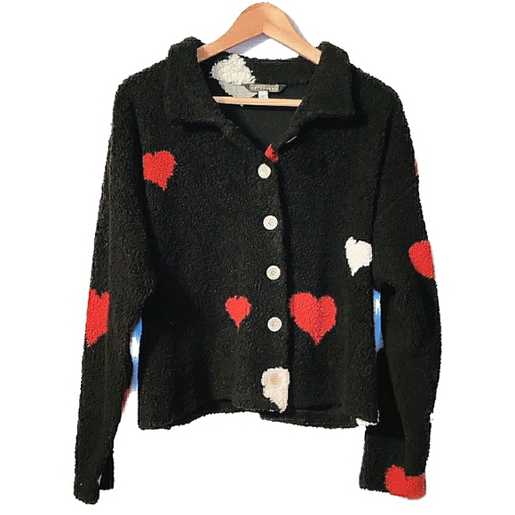 supply & demand Jackets & Blazers - Supply & Demand Viscose Heart Sherpa Jacket